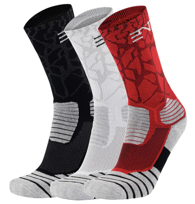 3PK PATTERNED ENTITLED SOCKS - Black/White/Red - Image 5